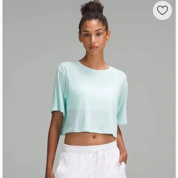 lululemon athletica Tops - lululemon athletica Cortes Crop T-Shirt *Shadow Stripe NWT Ideal Mint 6